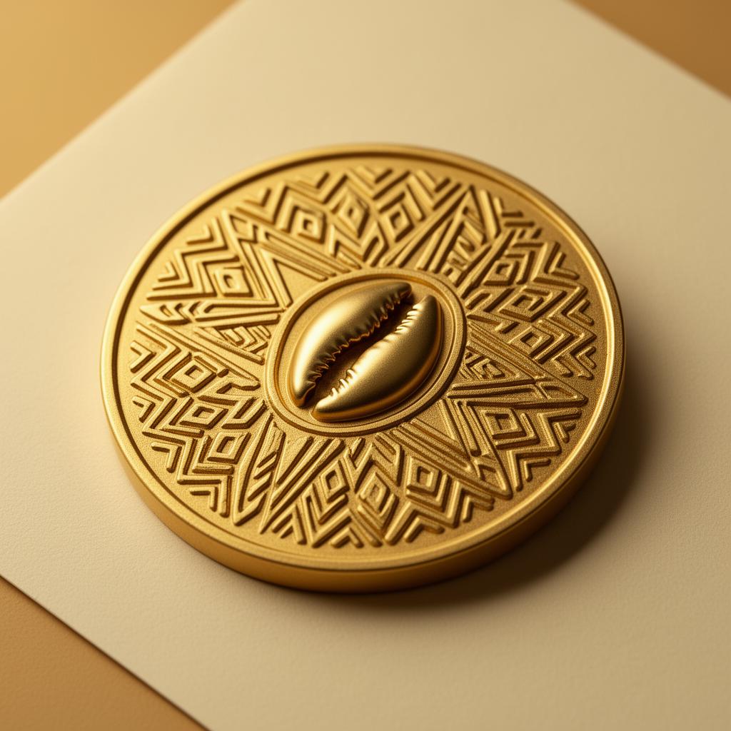 Gold BagUp Verified Agent badge with Yoruba-inspired geometric engraving and cowrie shell motif